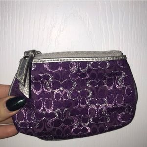 Purple Coach Logo Coin Purse/Keychain